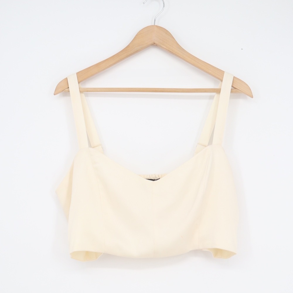 Express x Rachel Zoe Womens Ivory Cropped Camisole Top Sweetheart Neck Large